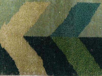 Art Deco Design Green Handmade Wool Carpet