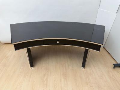 Art Deco Desk Black Lacquer Walnut Metal France circa 1950