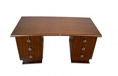 Art Deco Desk Rosewood Veneer Nickel France circa 1930