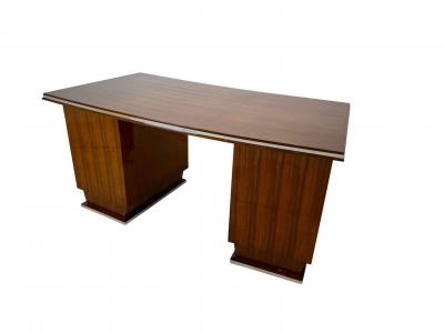 Art Deco Desk Rosewood Veneer Nickel France circa 1930