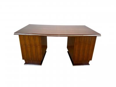 Art Deco Desk Rosewood Veneer Nickel France circa 1930