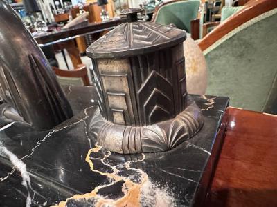 Art Deco Desk Set Ink Wells Penguin Statue French