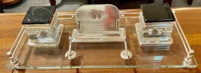 Art Deco Desk Set with Ink Wells Calendar