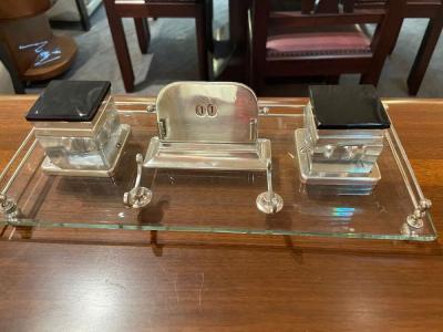 Art Deco Desk Set with Ink Wells Calendar