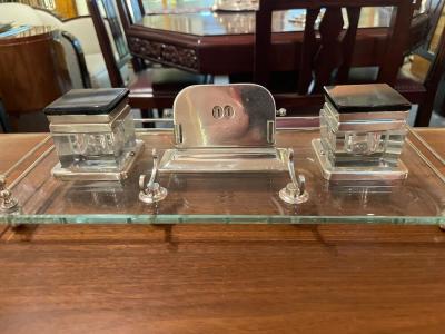 Art Deco Desk Set with Ink Wells Calendar