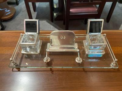 Art Deco Desk Set with Ink Wells Calendar