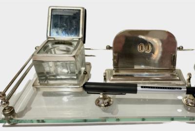 Art Deco Desk Set with Ink Wells Calendar