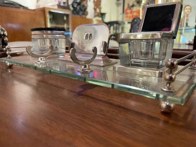 Art Deco Desk Set with Ink Wells Calendar