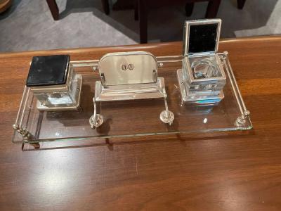 Art Deco Desk Set with Ink Wells Calendar