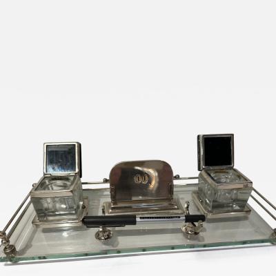 Art Deco Desk Set with Ink Wells Calendar