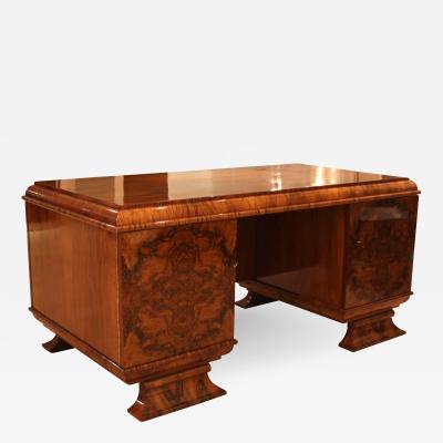 Art Deco Desk Walnut Veneer Germany Circa 1930