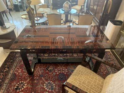 Art Deco Desk and Chair Set by Travail Francais Macassar Ebony 1930