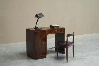 Art Deco Desk in Bookmatched Walnut Veneer 1930s