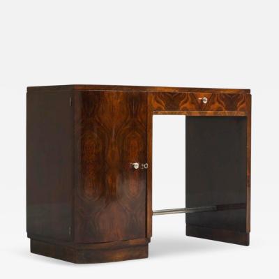 Art Deco Desk in Bookmatched Walnut Veneer 1930s