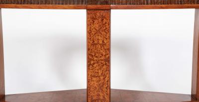 Art Deco Diamond Shape Burl Walnut Table with Undershelf