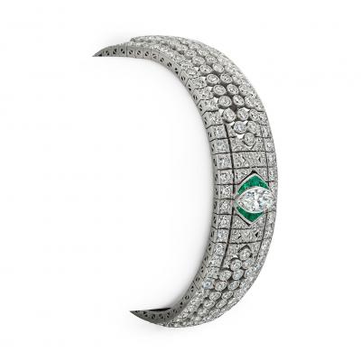 Art Deco Diamond and Emerald Bracelet