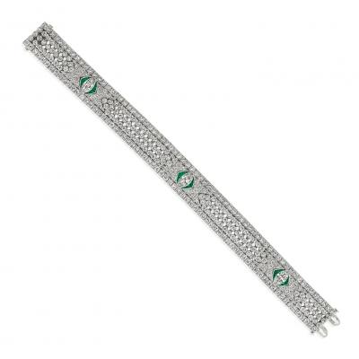 Art Deco Diamond and Emerald Bracelet