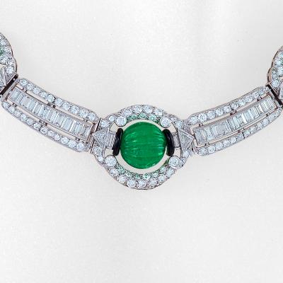 Art Deco Diamond and Emerald Necklace