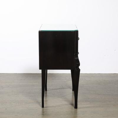 Art Deco Directoire Style Ebonized Nightstands W Shagreen Fronts Mirrored Tops