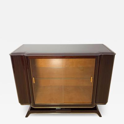 Art Deco Display Cabinet Lacquered Macassar Maple Brass Paris circa 1930