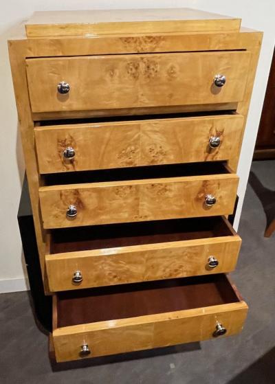 Art Deco Drawers U Shape Base Birdseye Maple