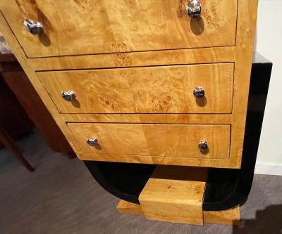 Art Deco Drawers U Shape Base Birdseye Maple