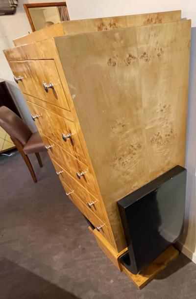 Art Deco Drawers U Shape Base Birdseye Maple