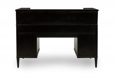 Art Deco Ebonized Pearwood Two Tier Tambour Top Writing Desk