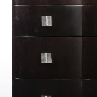 Art Deco Ebonized Walnut High Chest with Molded Lucite Pulls