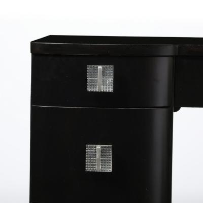 Art Deco Ebonized Walnut Vanity Desk W Molded Lucite Pulls