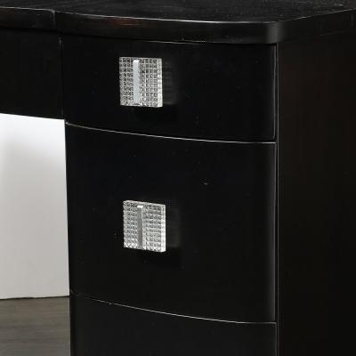 Art Deco Ebonized Walnut Vanity Desk W Molded Lucite Pulls