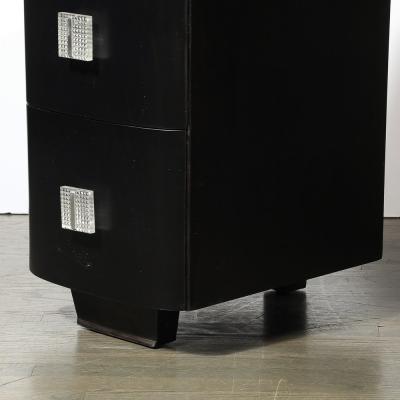 Art Deco Ebonized Walnut Vanity Desk W Molded Lucite Pulls