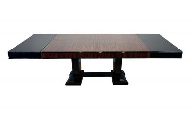 Art Deco Extending Dining Room Set Macassar Black Lacquer France circa 1930