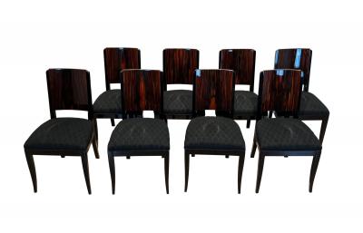 Art Deco Extending Dining Room Set Macassar Black Lacquer France circa 1930