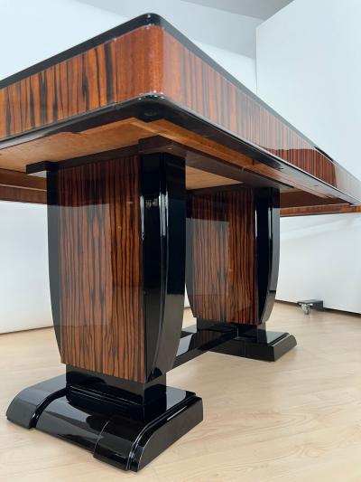 Art Deco Extending Dining Room Set Macassar Black Lacquer France circa 1930