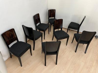 Art Deco Extending Dining Room Set Macassar Black Lacquer France circa 1930