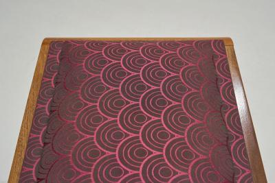 Art Deco Fabric Lined Wooden Stool France ca 1940s