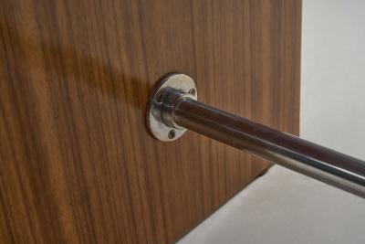 Art Deco Fabric Lined Wooden Stool France ca 1940s