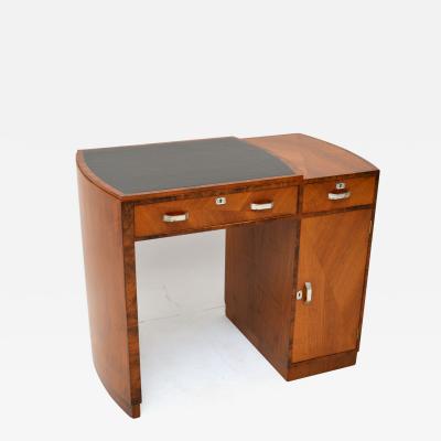 Art Deco Figured Walnut Leather Desk