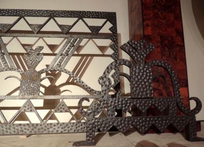 Art Deco Firescreen with Andirons