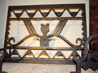 Art Deco Firescreen with Andirons