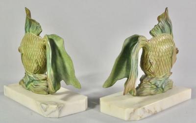 Art Deco Fish Bookends Sculptures