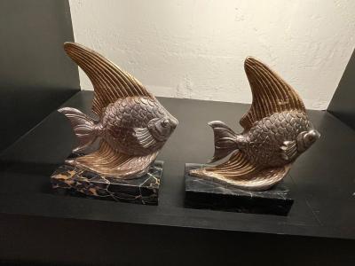 Art Deco Fish Sculpture Bookends