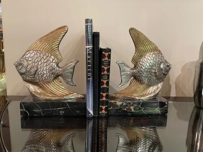 Art Deco Fish Sculpture Bookends