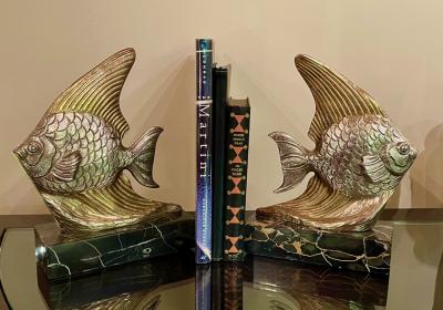 Art Deco Fish Sculpture Bookends