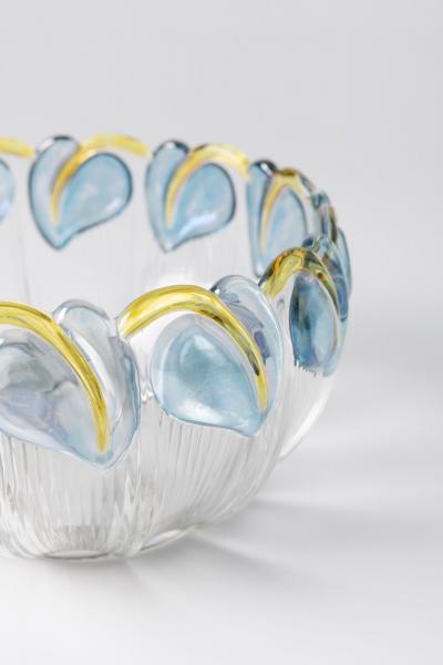 Art Deco Floral Punch Bowl 6 Matching Glasses