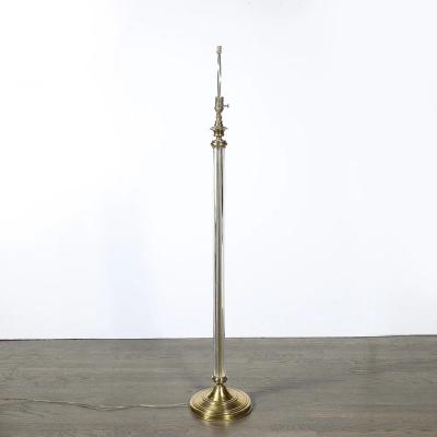 Art Deco Fluted Glass Brass Floor Lamp