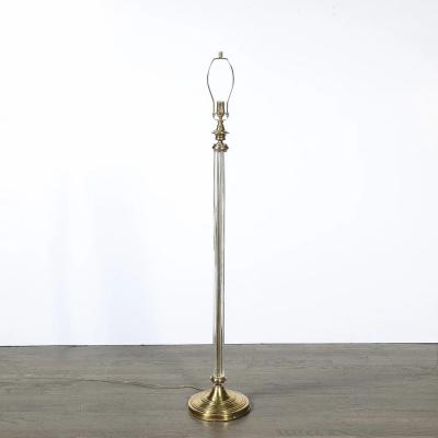 Art Deco Fluted Glass Brass Floor Lamp