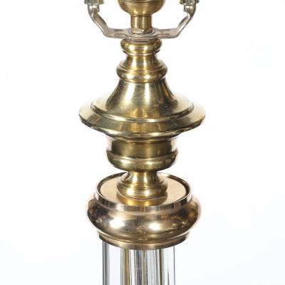 Art Deco Fluted Glass Brass Floor Lamp