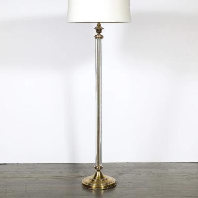 Art Deco Fluted Glass Brass Floor Lamp